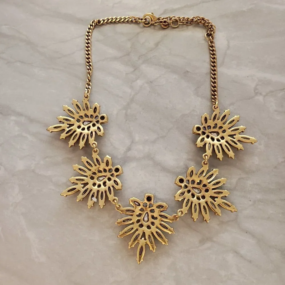 ✨ J.Crew Rhinestone Crystal Cluster Statement Bridal Wedding Necklace ✨ - Picture 8 of 14